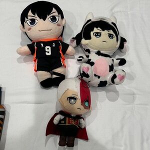 Anime Character Plush Toy Set - Black, White, Red